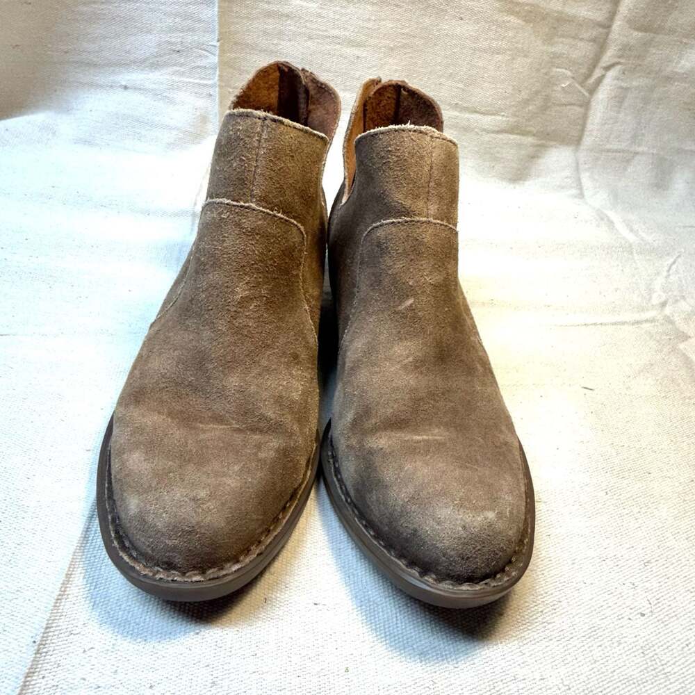 Born Women's Kerri Taupe Distressed Suede Ankle Booties